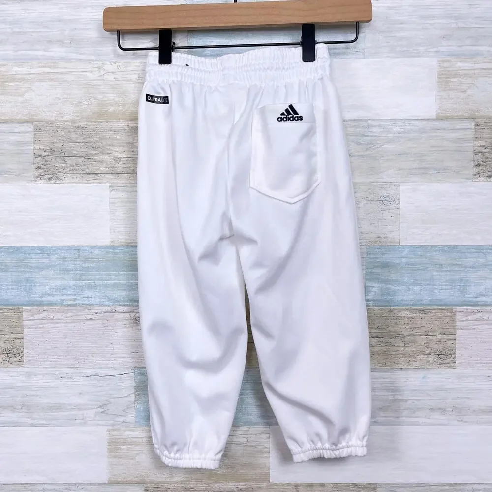 Adidas Climalite Baseball Pants White Elastic Waist Youth Unisex Boys XS